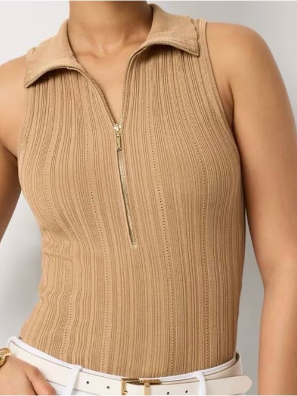 White House black market half zip halter sweater tank